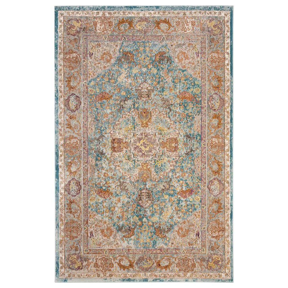 Safavieh Aria 4" x 6" Blue and Orange Area Rug, , large