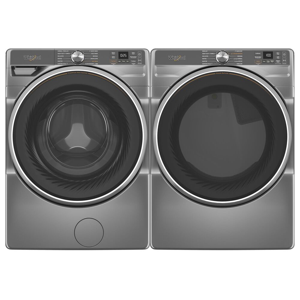 Whirlpool 5.0 Cu. Ft. Smart Front Load Washer and 7.4 Cu. Ft. Smart Electric Dryer Laundry Pair in Radiant Silver, , large