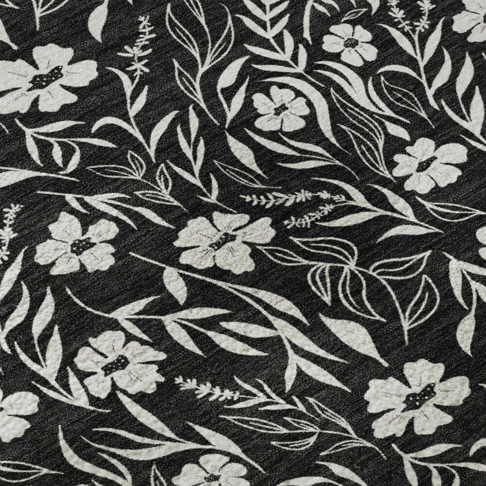 Dalyn Rug Company Soft Essentials Floral Black 1'8" x 2'6" Indoor/Outdoor Area Rug, , large