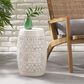 Hearth and Haven Ruby Outdoor Barrel End Table with Lace-Cut Design in White, , large