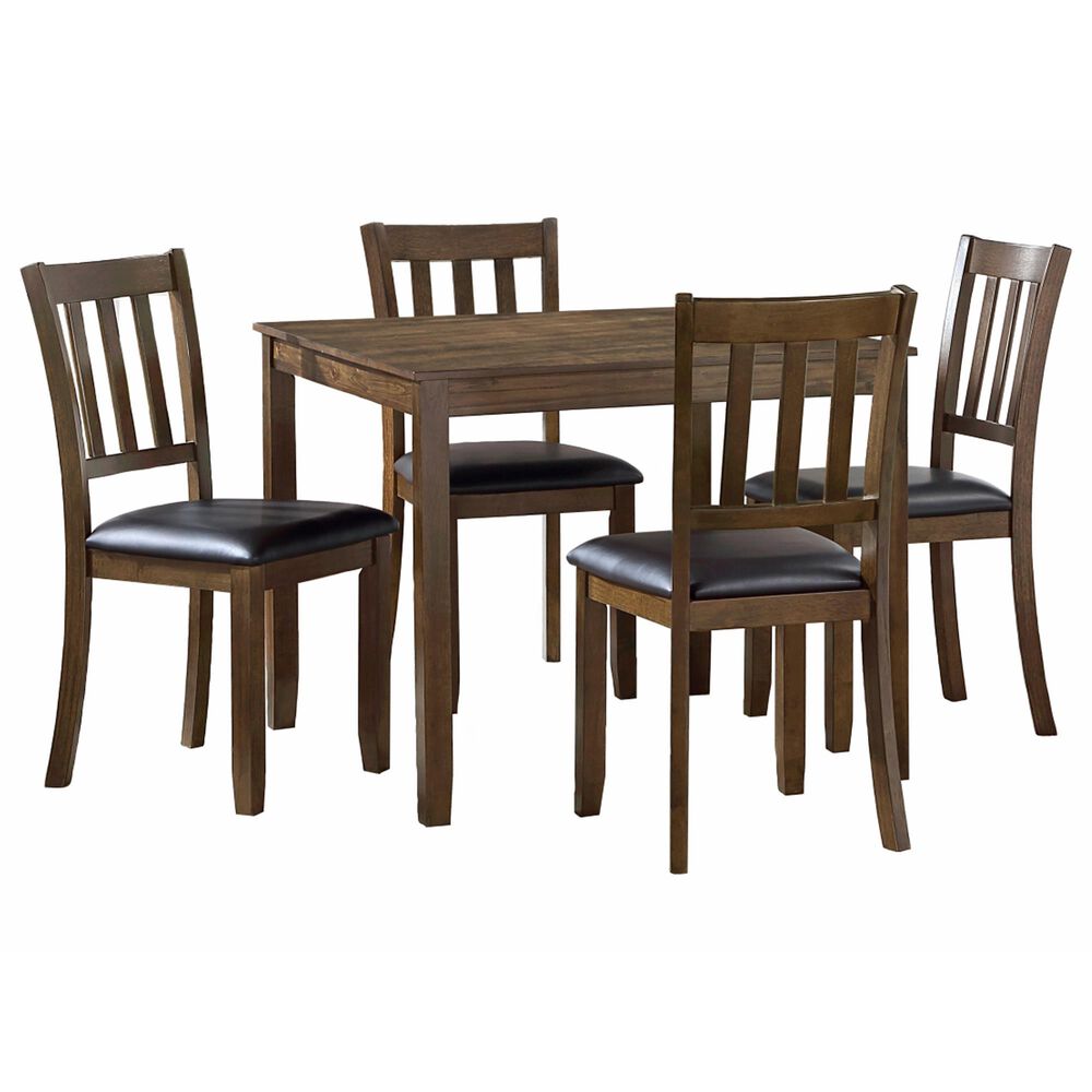 Homelegance Faust 5-Piece Square Dining Set in Charcoal Brown, , large