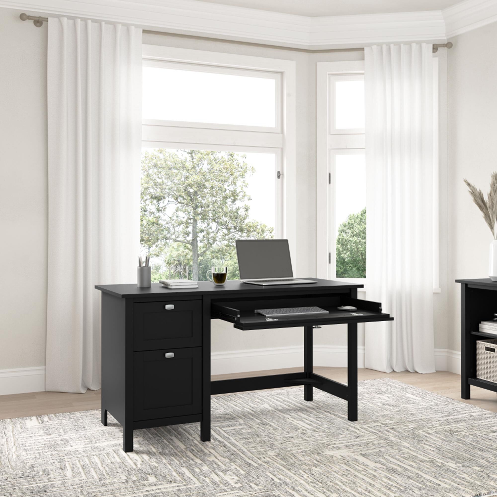 Bush Broadview 3-Drawer Computer Desk in Classic Black