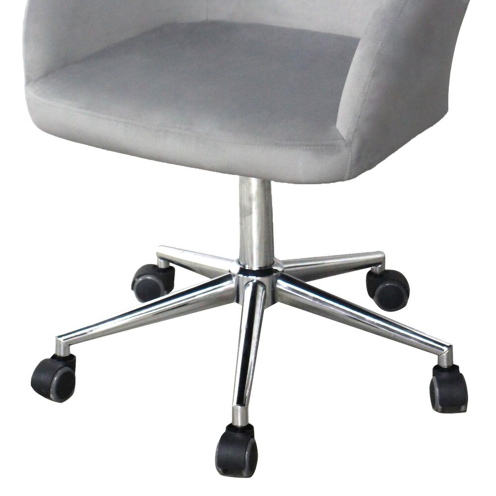Impressions Vanity Colette Swivel Vanity Chair with Cool Grey Cushion in Silver Chrome, , large