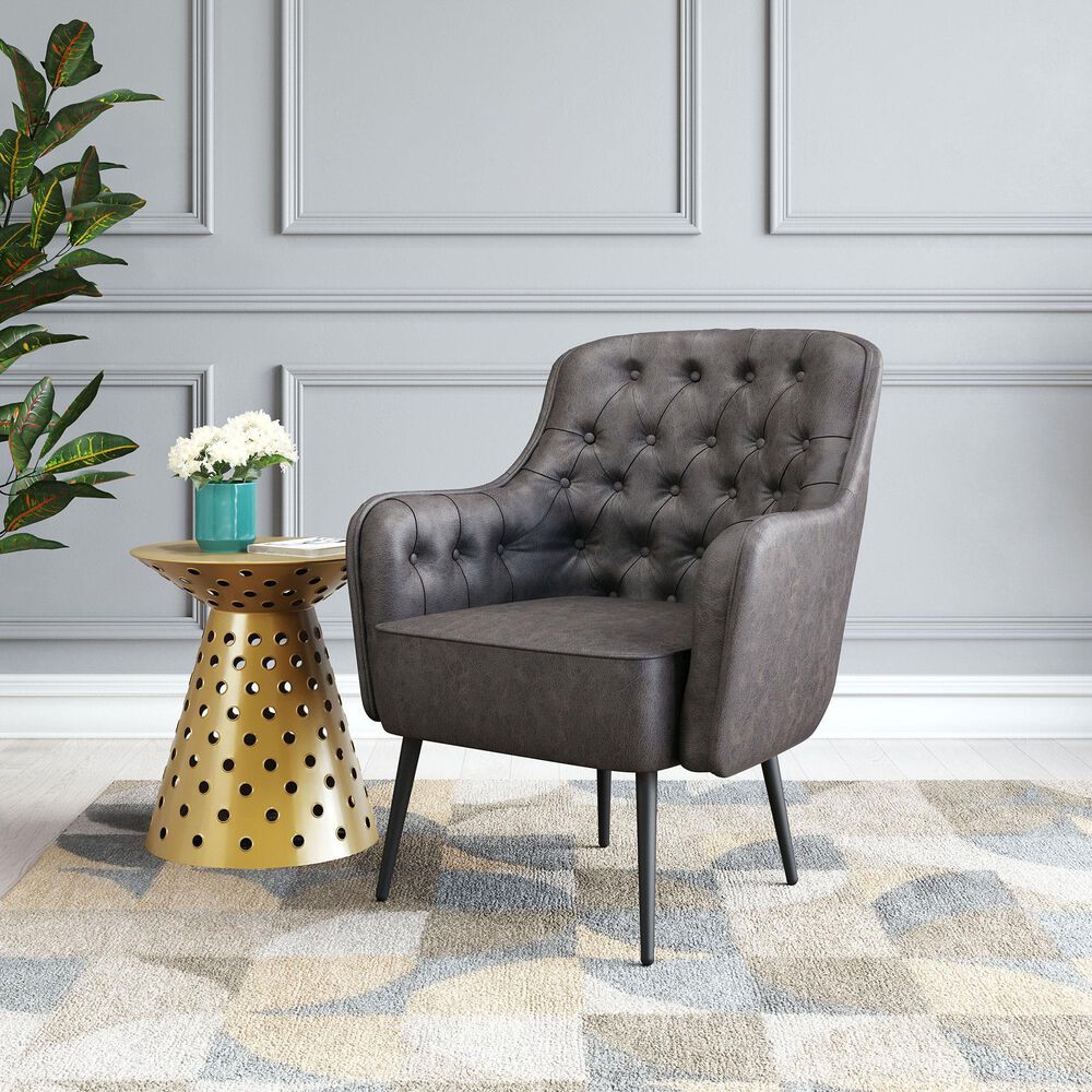 Zuo Modern Tasmania Accent Chair in Vintage Black and Gold, , large