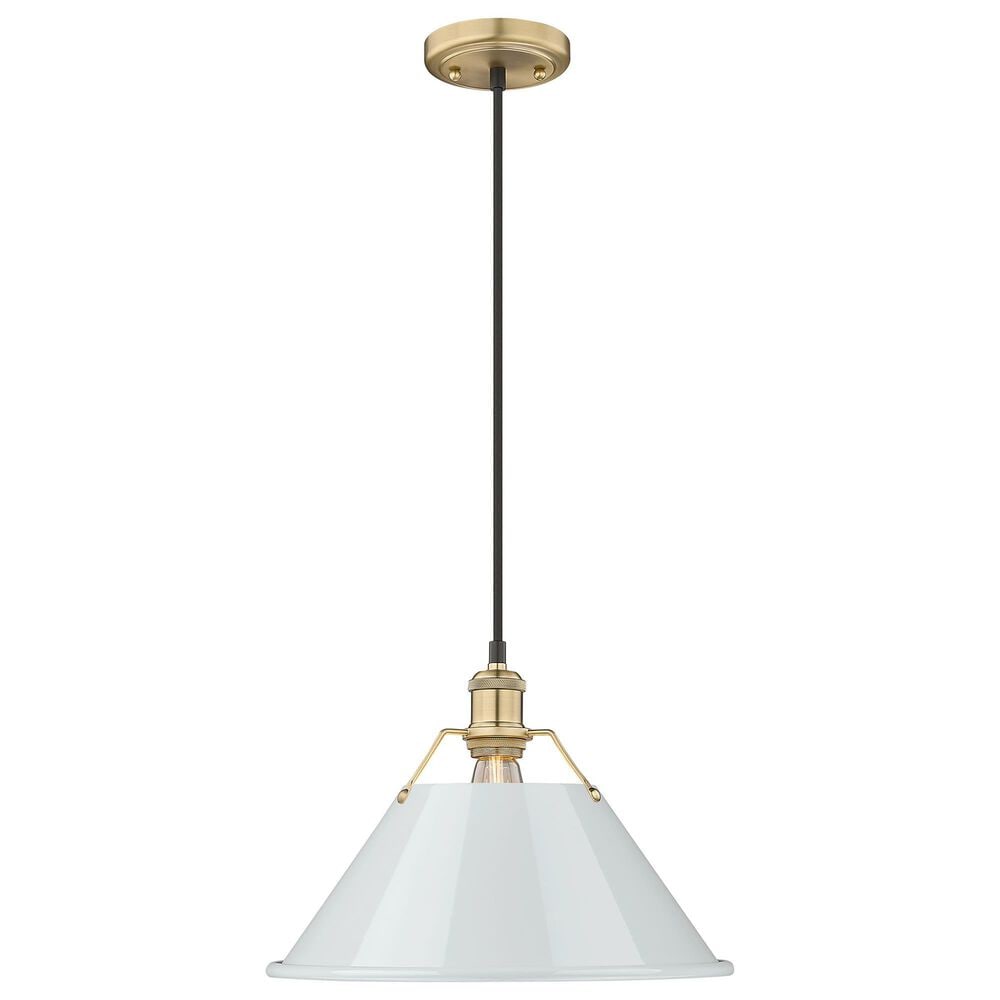 Golden Lighting Orwell 1-Light Wide Large Pendant with Dusky Blue Shade in Brushed Champagne Bronze, , large