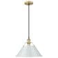 Golden Lighting Orwell 1-Light Wide Large Pendant with Dusky Blue Shade in Brushed Champagne Bronze, , large