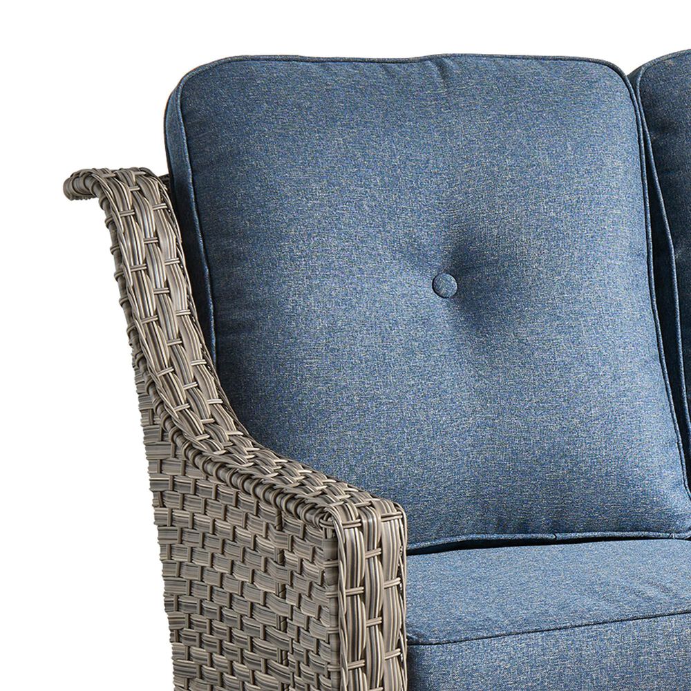 HOMLUX Outdoor Rattan Loveseat with Ergonomic Backrest in Denim Blue, , large