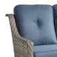 HOMLUX Outdoor Rattan Loveseat with Ergonomic Backrest in Denim Blue, , large