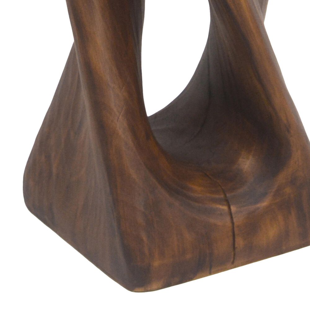Hearth and Haven Outdoor End Table with Twist Design in Antique Brown, , large