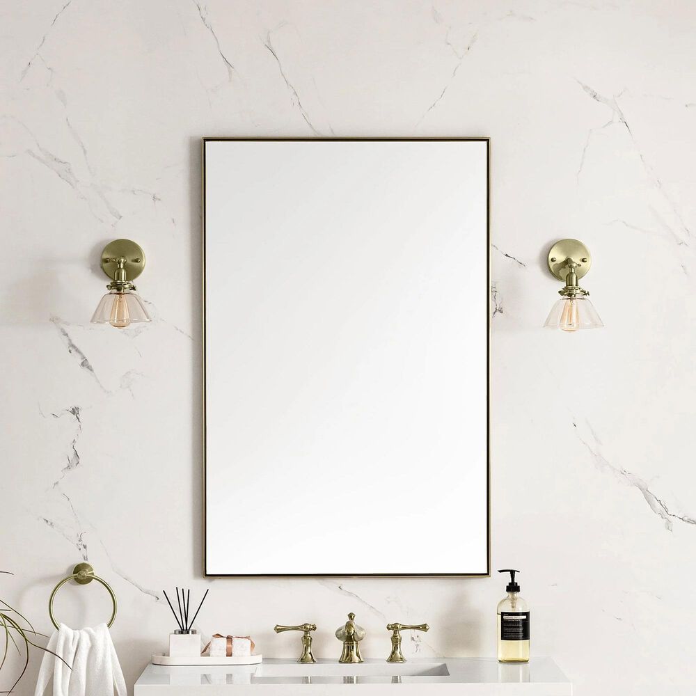 James Martin Vanities Rohe 26&quot; Rectangular Mirror in Champagne Brass, , large