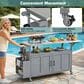 Hearth and Haven Outdoor Kitchen Island Cart with Adjustable Shelves and Stainless Steel Top in Gray, , large