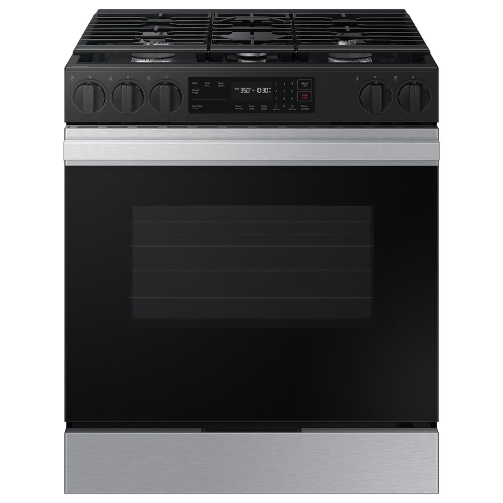 Samsung Bespoke Bespoke 6.0 Cu. Ft. Smart Slide-In Gas Range with 17K BTU Power Burner in Stainless Steel, , large