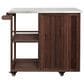 Hearth and Haven Outdoor Kitchen Island Cart with Stainless Steel Top, Towel and Spice Racks in Dark Brown, , large