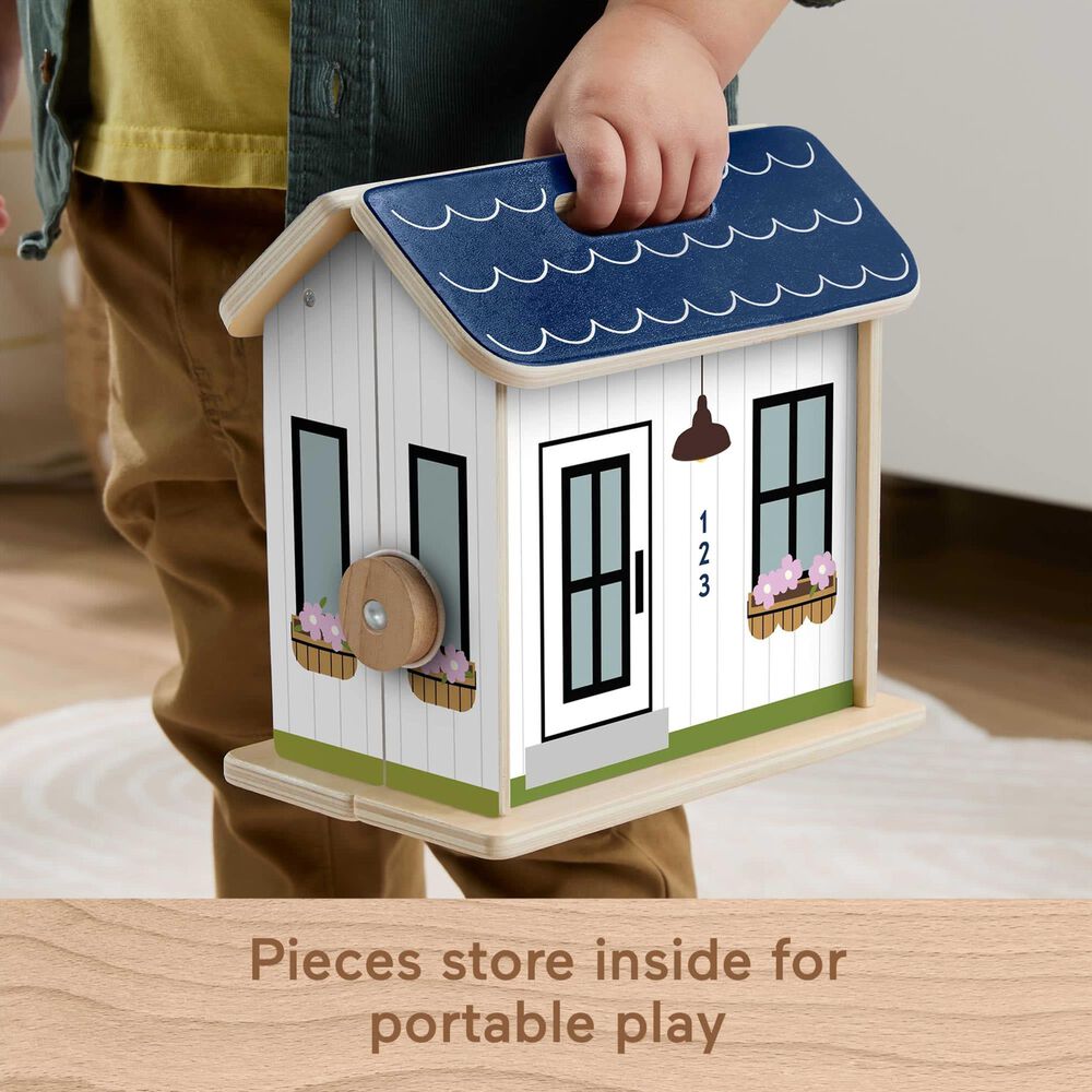 Fisher Price Wooden On-The-Go Play House Dollhouse in Multicolor, , large