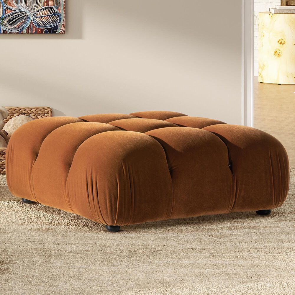Jennifer Taylor Home Marcel Cocktail Ottoman in Burnt Orange, , large