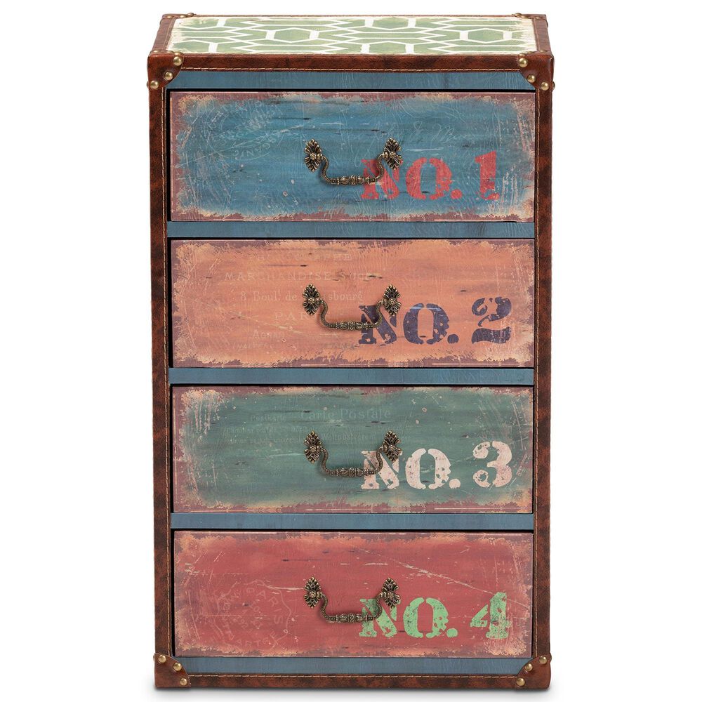 Baxton Studio Amandine 4-Drawer Accent Storage Cabinet in Multicolor, , large