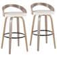 LumiSource Grotto 30" Swivel Barstool with White Faux Leather Upholstery in Light Grey and Black (Set of 2), , large