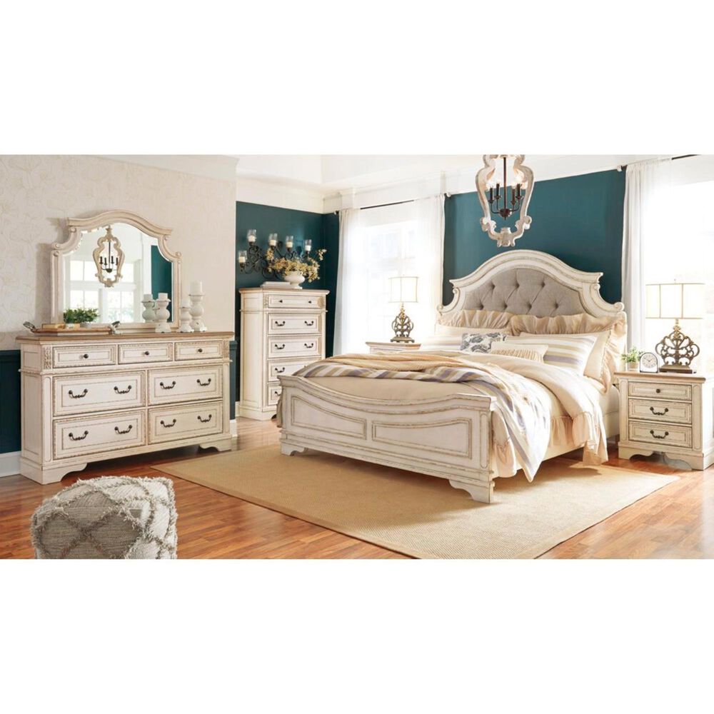 Ashley Realyn 3 Drawer Nightstand in Chipped White and Brown, , large
