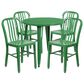 Flash Furniture 5-Piece Round Metal Table Bistro Set in Green, , large