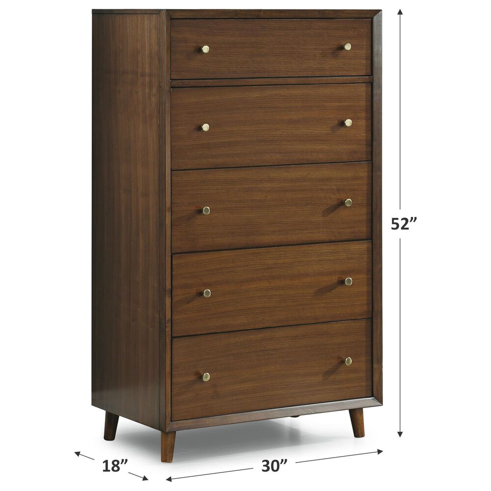 Flexsteel Ludwig 5-Drawer Chest in Walnut, , large