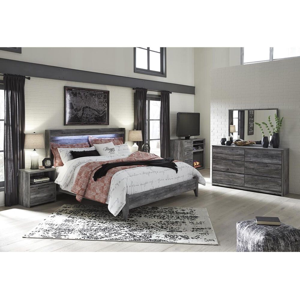 Signature Design by Ashley Baystorm Queen LED Panel Bed in Smoke Gray, , large