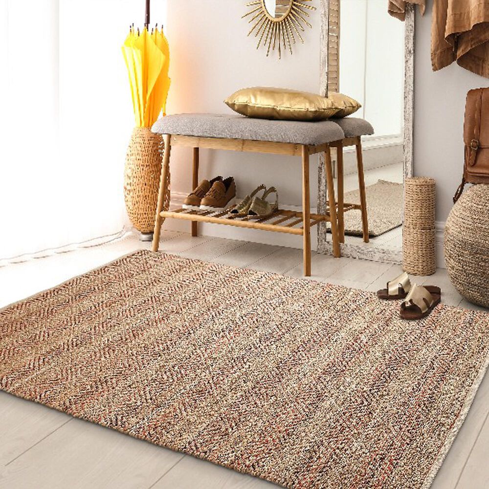 L&amp;R Resources Natural Fiber Burgundy 7'9" x 9'9" Area Rug, , large