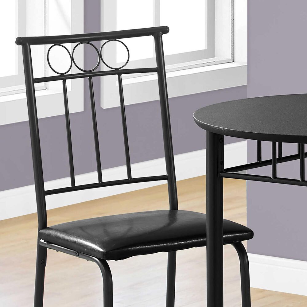 Monarch Specialties 3-Piece Round Dining Set in Black, , large