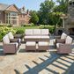 Sunwell Garden 32"H 3-Seater Outdoor Sofa with Ergonomic Design and Beige Cushions in Brown, , large