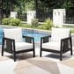HOMLUX Outdoor Club Chair with Black Textilene Accents in White (Set of 2), , large