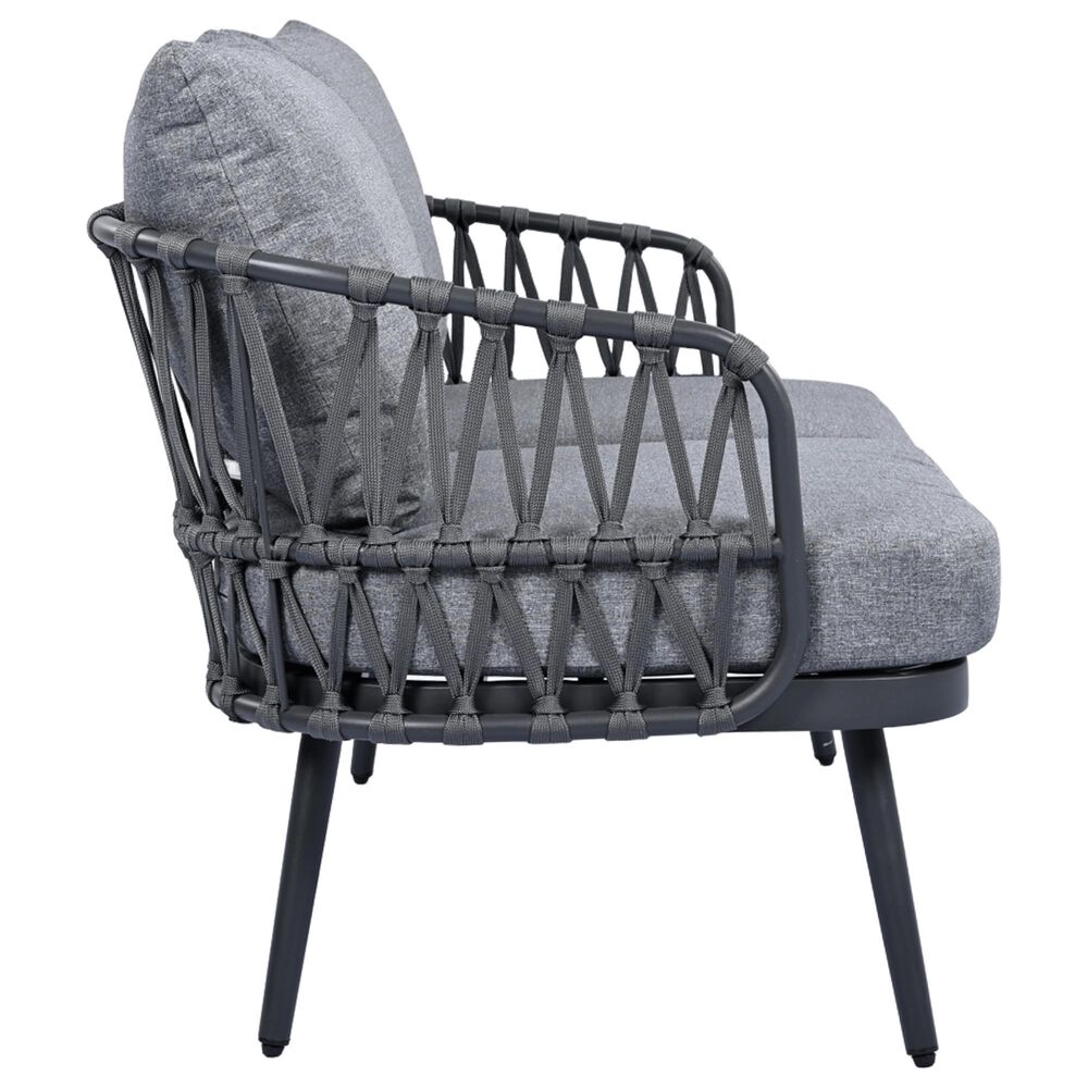 Hearth and Haven 4-Piece Patio Conversation Set with Gray Cushion in Black, , large