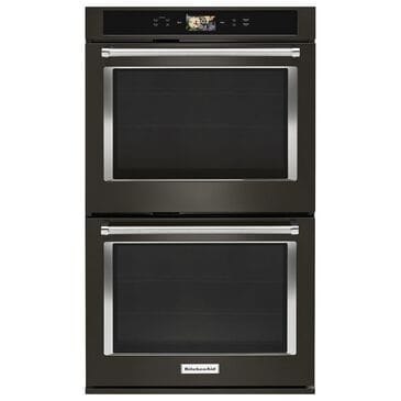 KitchenAid 30" Double Wall Oven in Black Stainless Steel, , large