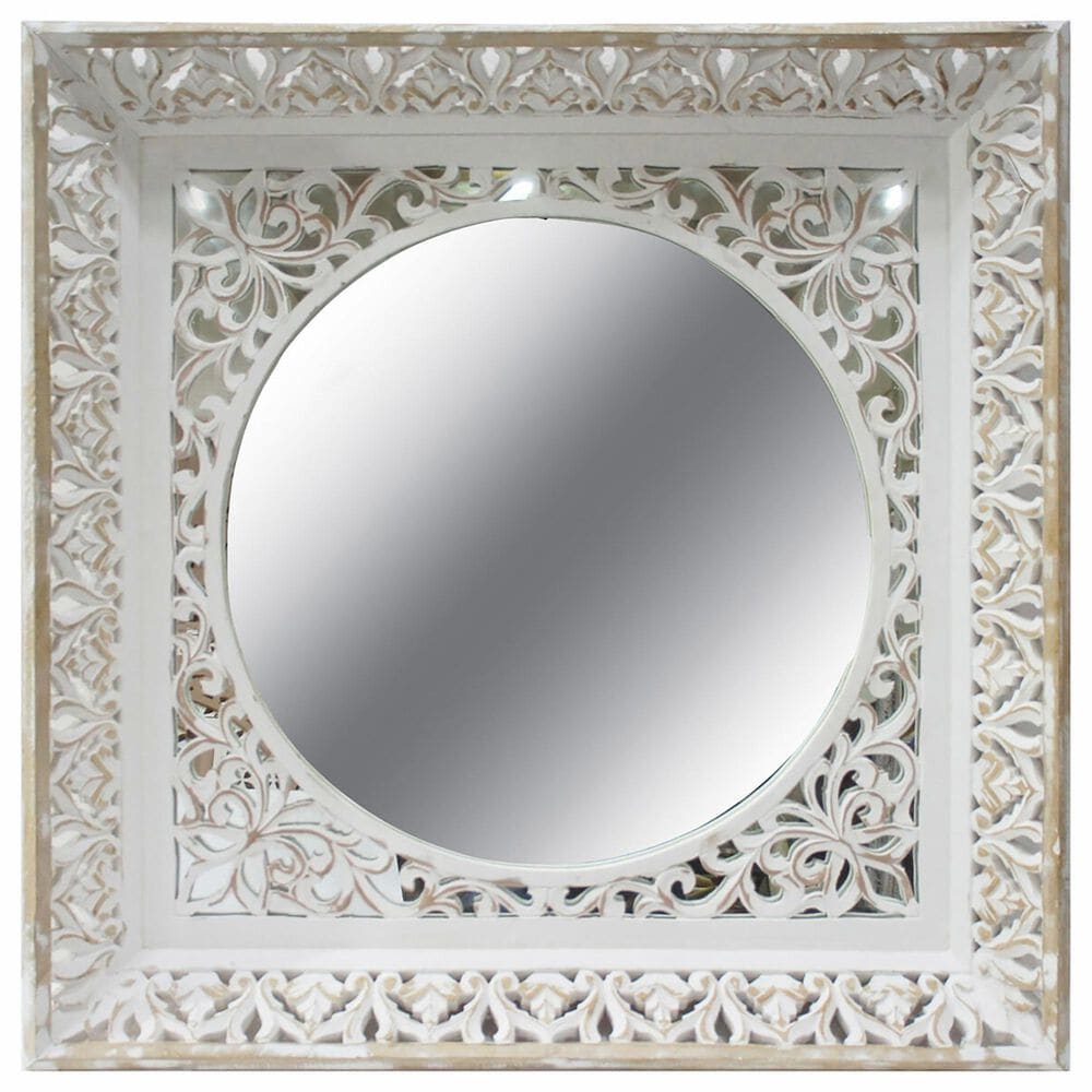 Kenroy Mariane Wall Mirror in Distressed White, , large