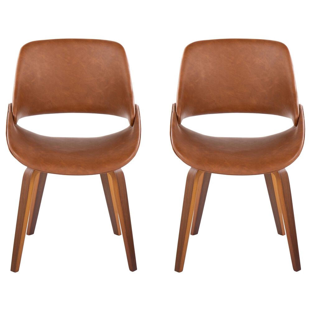 LumiSource Fabrico Mid-Century Modern Dining/accent Chair in Walnut and Camel Faux Leather by LumiSource - Set of 2, , large