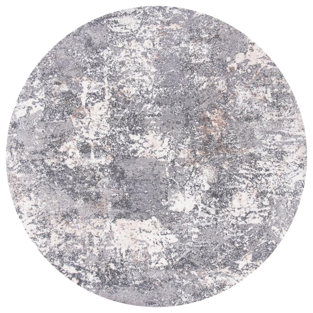 Safavieh Aston ASN715 6"7" Round Light Grey and Grey Area Rug, , large