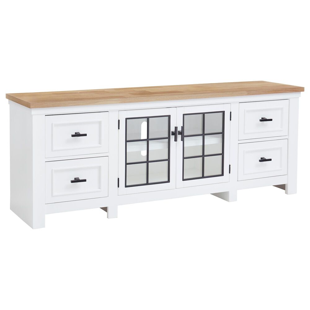 Ashley Ashbryn 74" TV Stand in White and Natural, , large