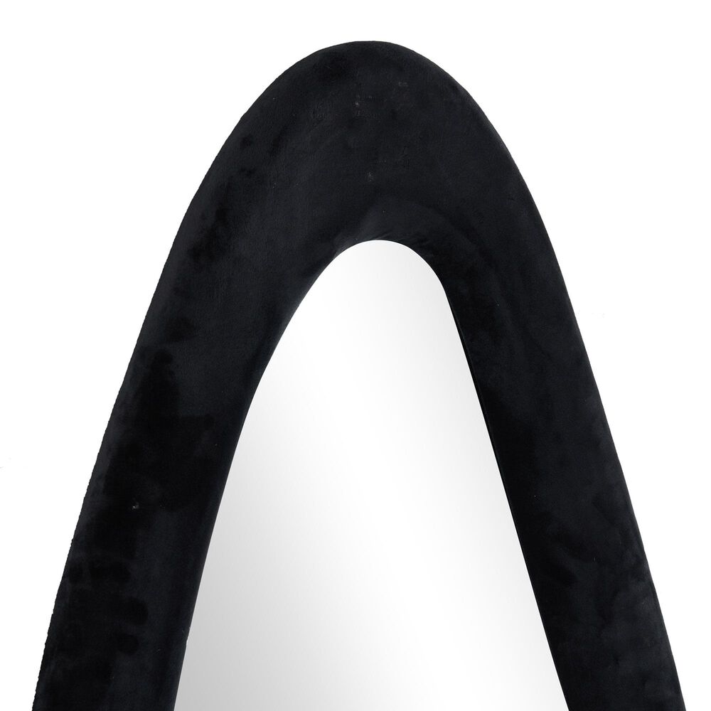 Maple and Jade 65&quot; x 26&quot; Velvet Abstract Wavy Wall Mirror in Black, , large