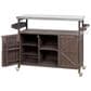 HOMLUX 50" Outdoor Kitchen Island in Dark Brown and Stainless Steel, , large