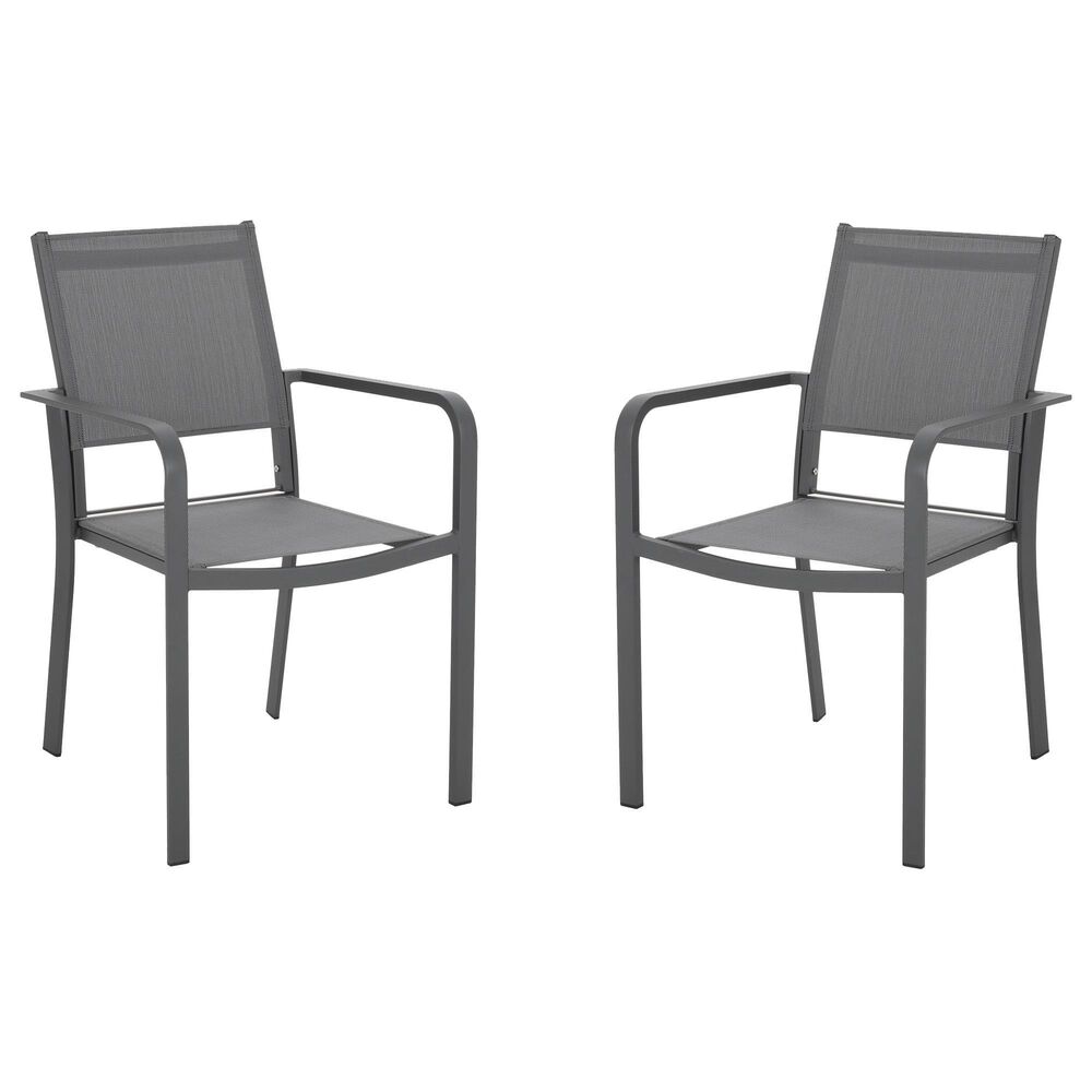 Hearth and Haven Outdoor Modern Aluminum Dining Chair with Mesh Seat in Dark Gray (Set of 2), , large