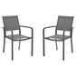 Hearth and Haven Outdoor Modern Aluminum Dining Chair with Mesh Seat in Dark Gray (Set of 2), , large