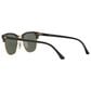 Rayban Glasses Clubmaster Classic Sunglasses with G-15 Green Lenses in Polished Black and Gold, , large