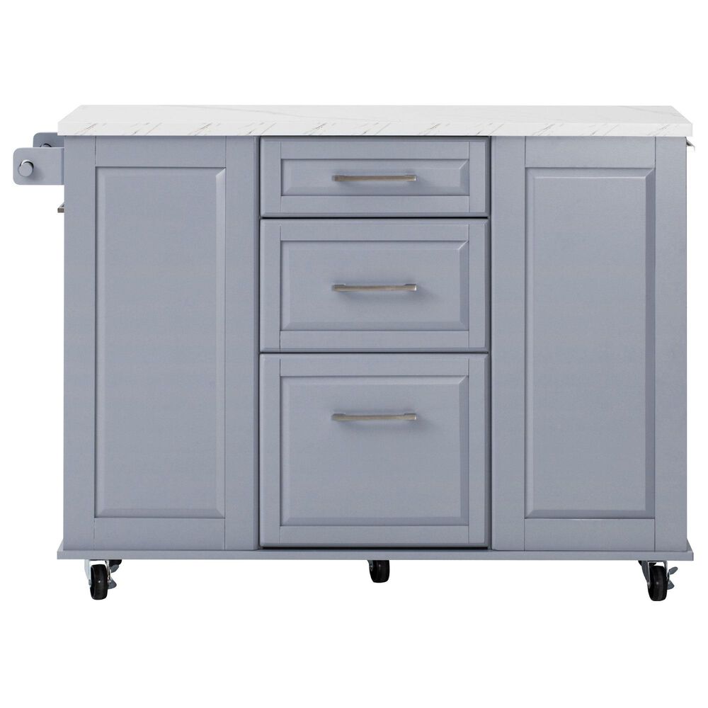 HOMLUX 51" Kitchen Island with Tilt Trash Can Cabinet in Grey, , large