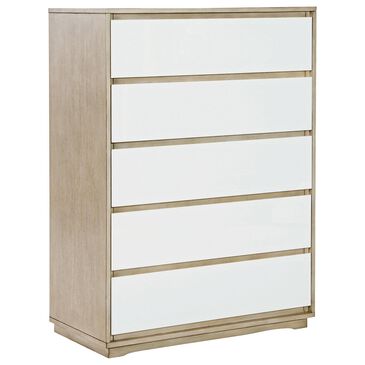Millennium Wendora 5-Drawer Chest in Light Bisque and Glossy White, , large