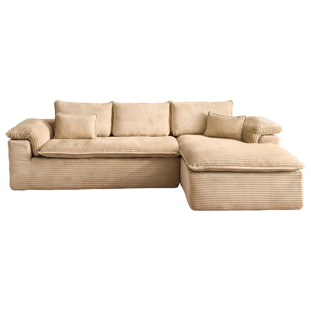 HOMLUX 112" Modern Sectional Sofa with Curved Armrests in Beige, , large