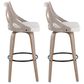 LumiSource Charlotte Swivel Bar Stool with Cream Fabric Upholstery in Light Grey and Black (Set of 2), , large