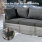 HOMLUX 5-Piece Patio Conversation Set with Grey Wicker in Black, , large