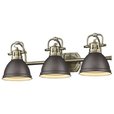 Golden Lighting Duncan 3-Light Bath Vanity in Aged Brass with Rubbed Bronze Shades, , large