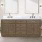Lexora Home Abbey 72" Double Bathroom Vanity in Grey Oak with 2 cm White Carrara Marble Top and Rectangular Sinks, , large