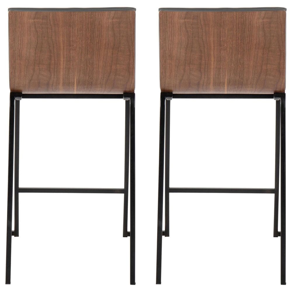 Lumisource Mason Mara Counter Stool with Grey Cushion in Black and Walnut &#40;Set of 2&#41;, , large