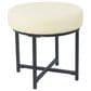 Kinfine Round Faux Sheepskin Ottoman with Matte Black Leg in Cream, , large
