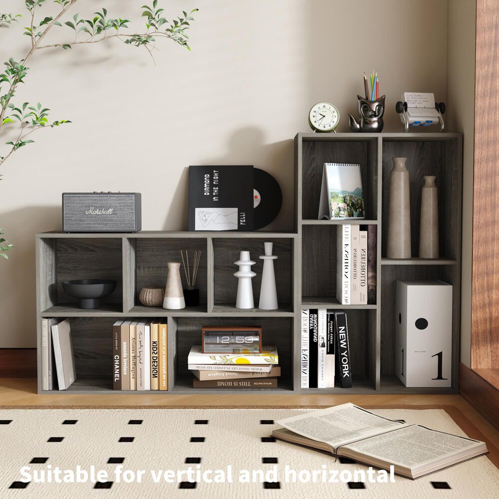 HOMLUX 5-Cube Reversible Storage Bookshelf in French Oak, , large